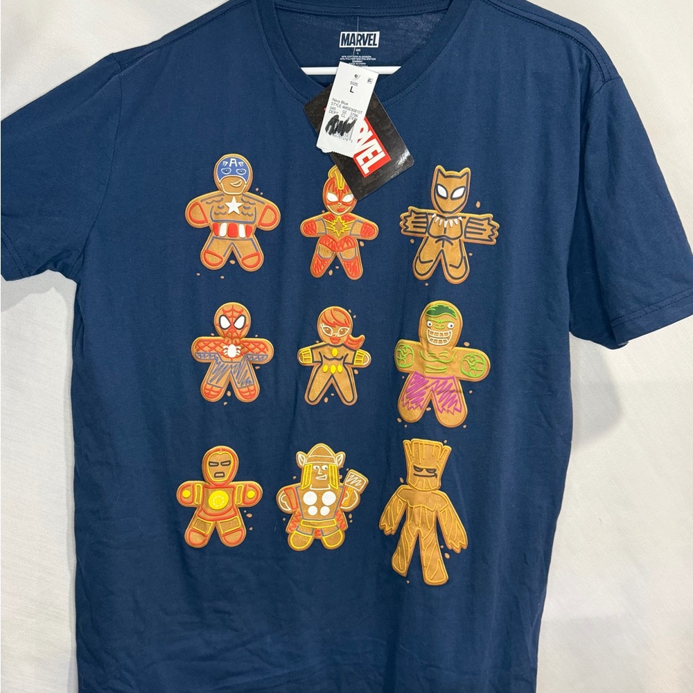 Marvel Blue Tee with Superhero Cookie Designs